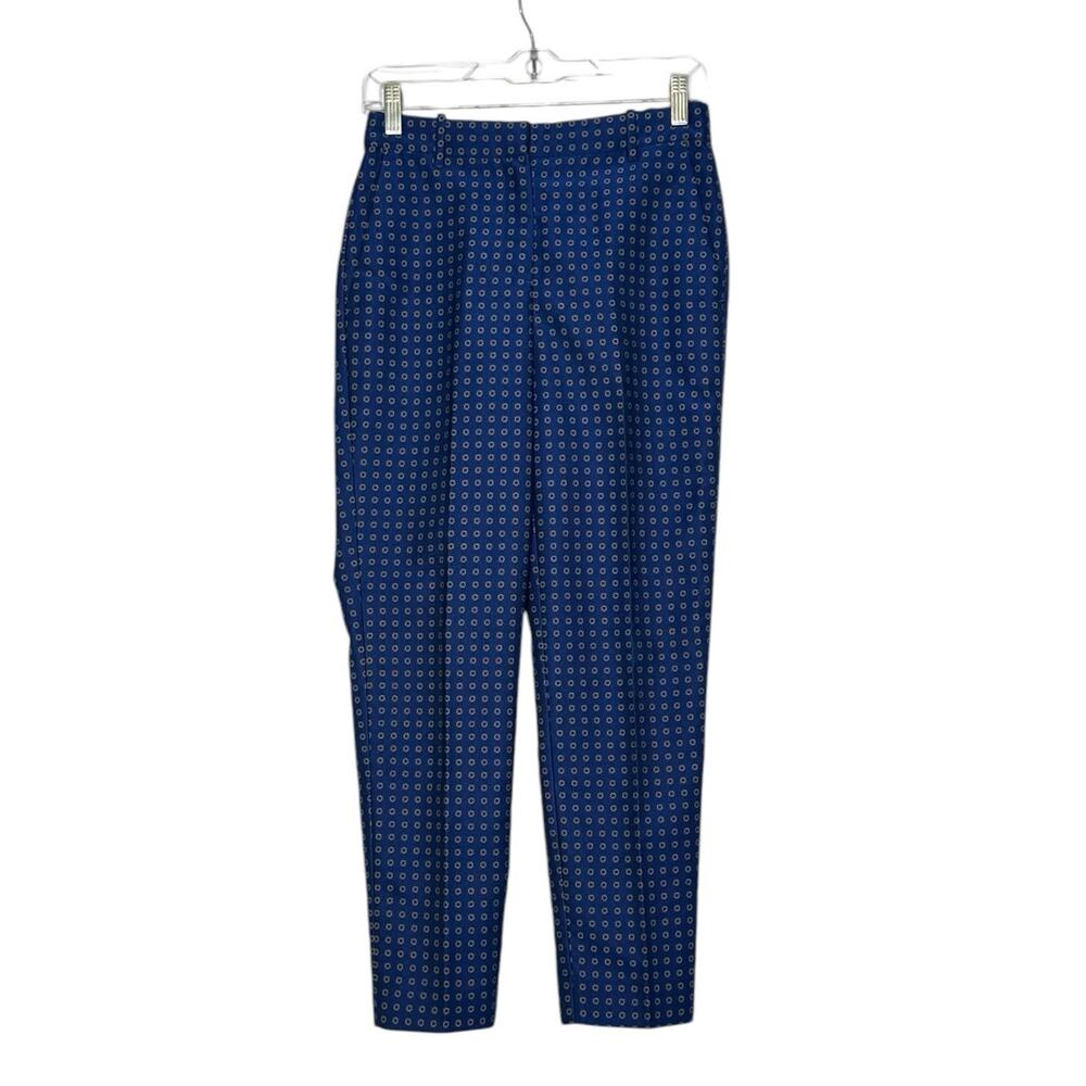 J.Crew blue red floral dots tapered leg dressy pants size small